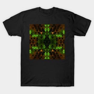 Geometric Kaleidoscope Green and Orange T-Shirt